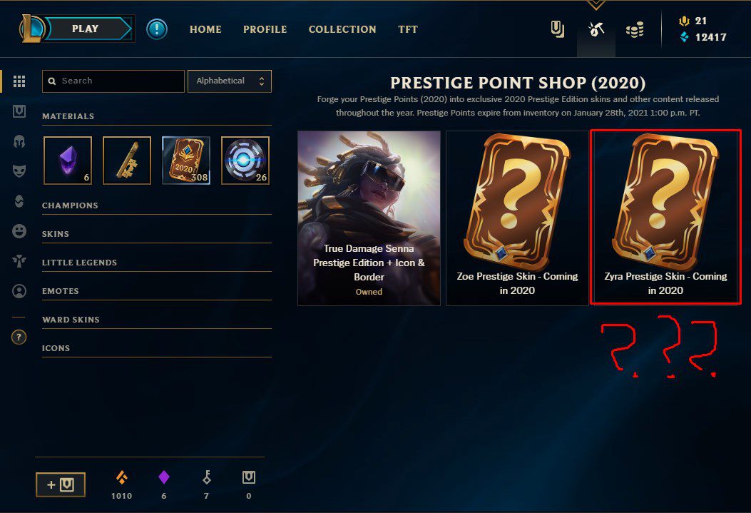 In the Hextech crafting interface, you can see the Premium Zyra skin remains locked even if you have plenty of Premium points