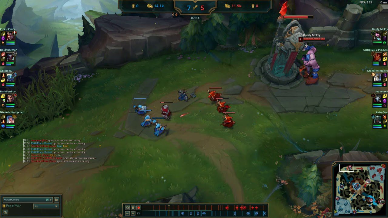 Farming under the turret like this means losing vision, not helping the team, and being easy to dive