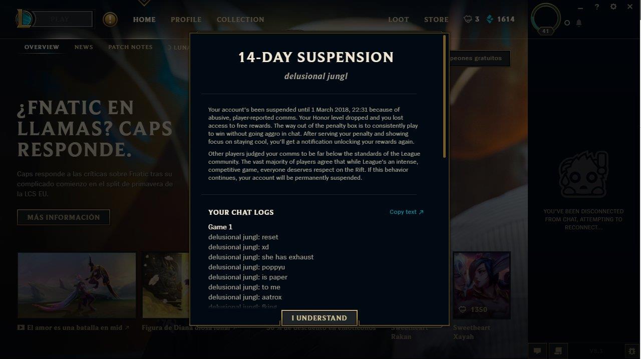 As a result, this guy was banned for 14 days immediately after that 
