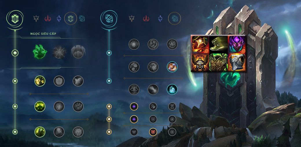 Recommended runes and items for Ornn in top and mid lane