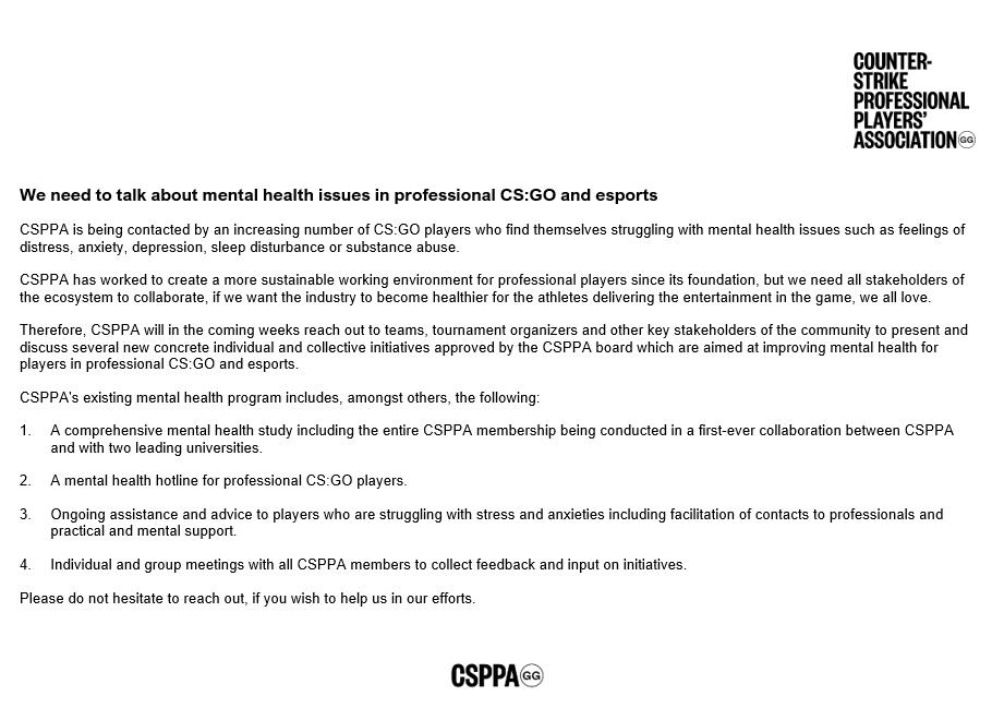 Official announcement from CSPPA