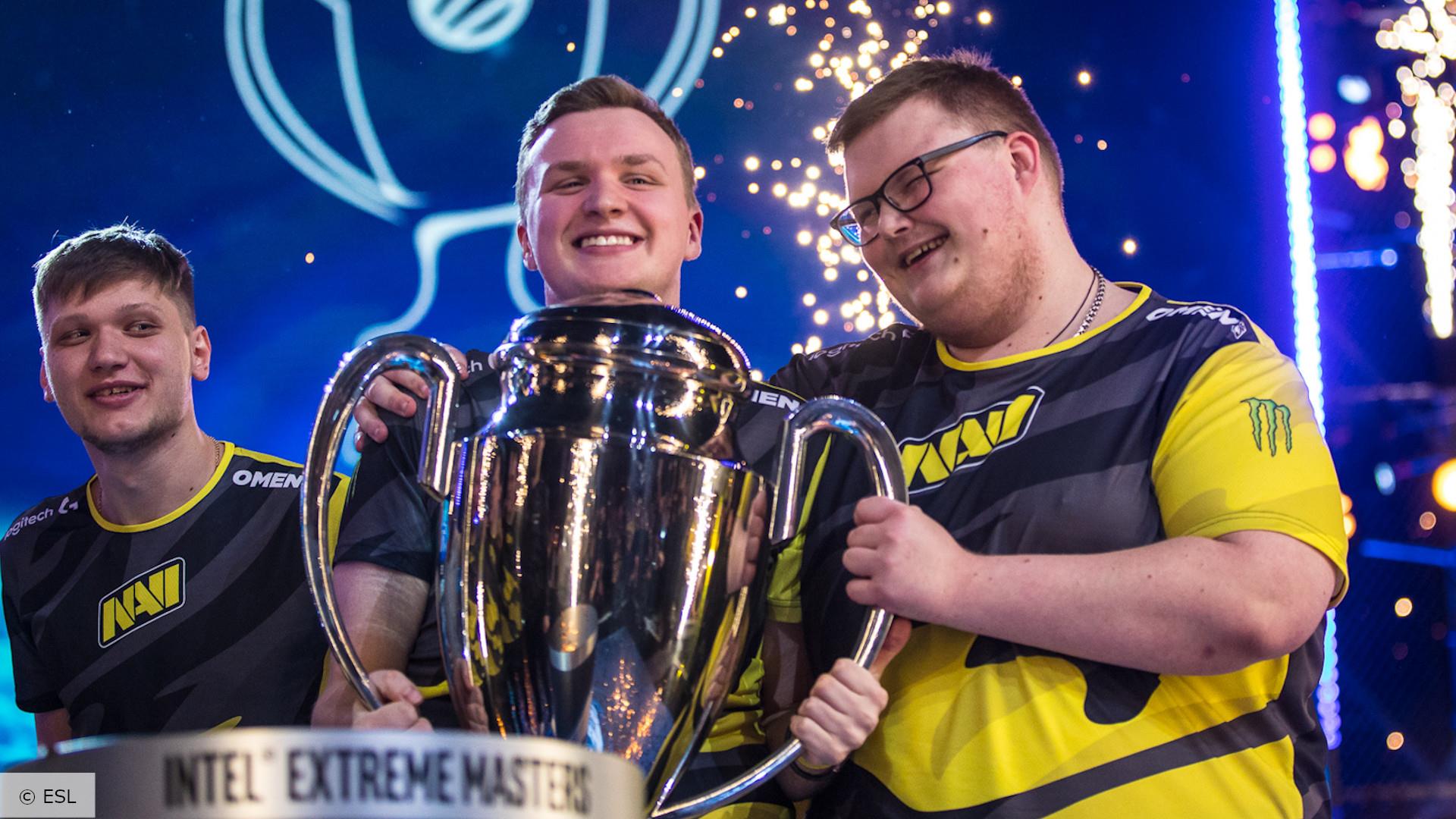 Flamie with Boombl4 and S1mple after winning the prestigious IEM Katowice 2020