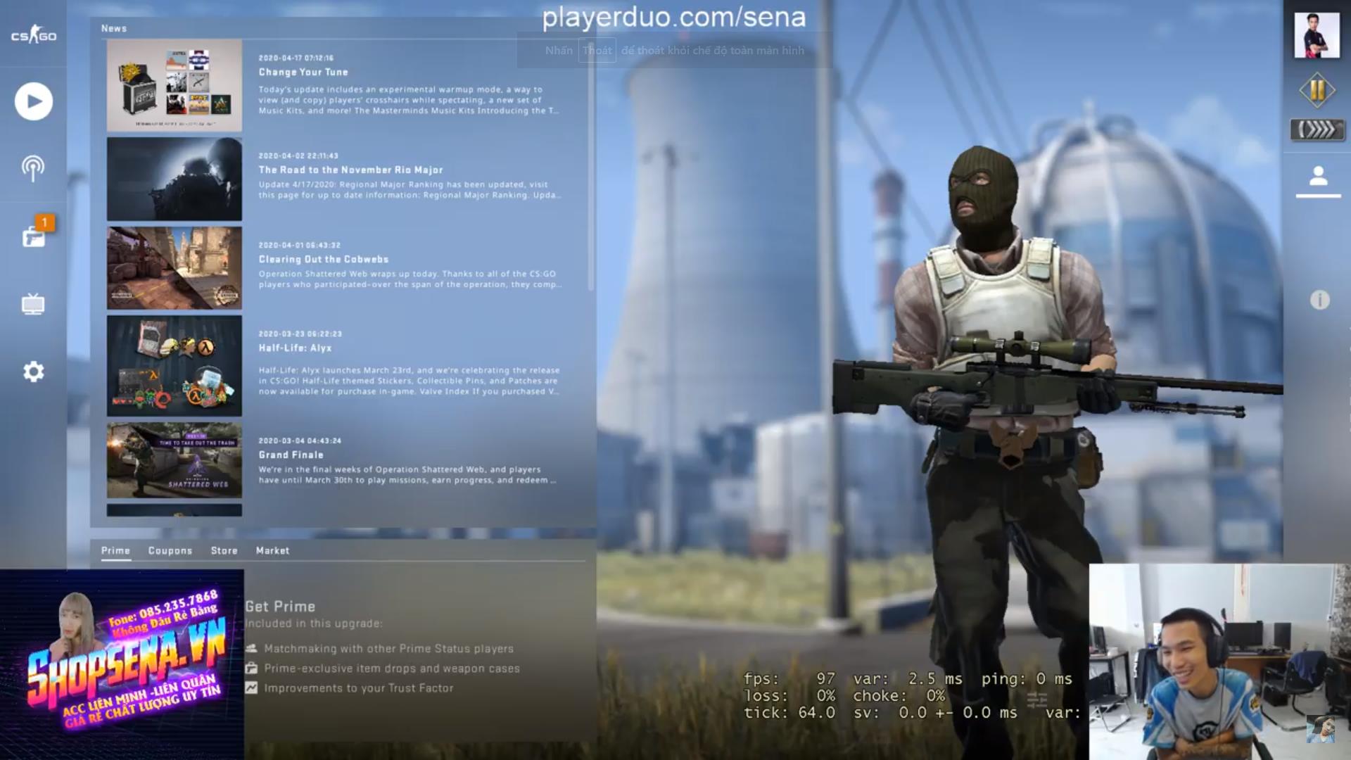 After being banned, Sena had to switch to CS:GO to stream