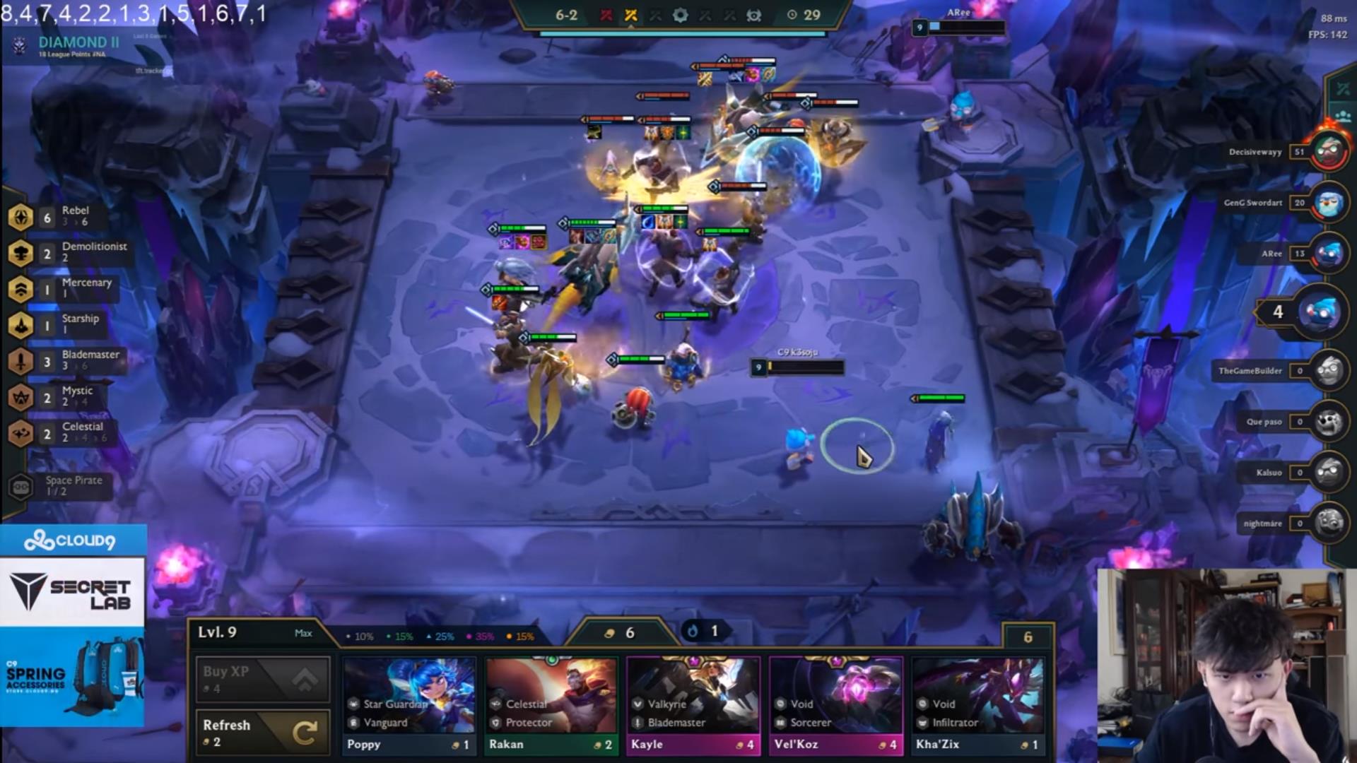 One of k3soju's streams with many rank 1 wins