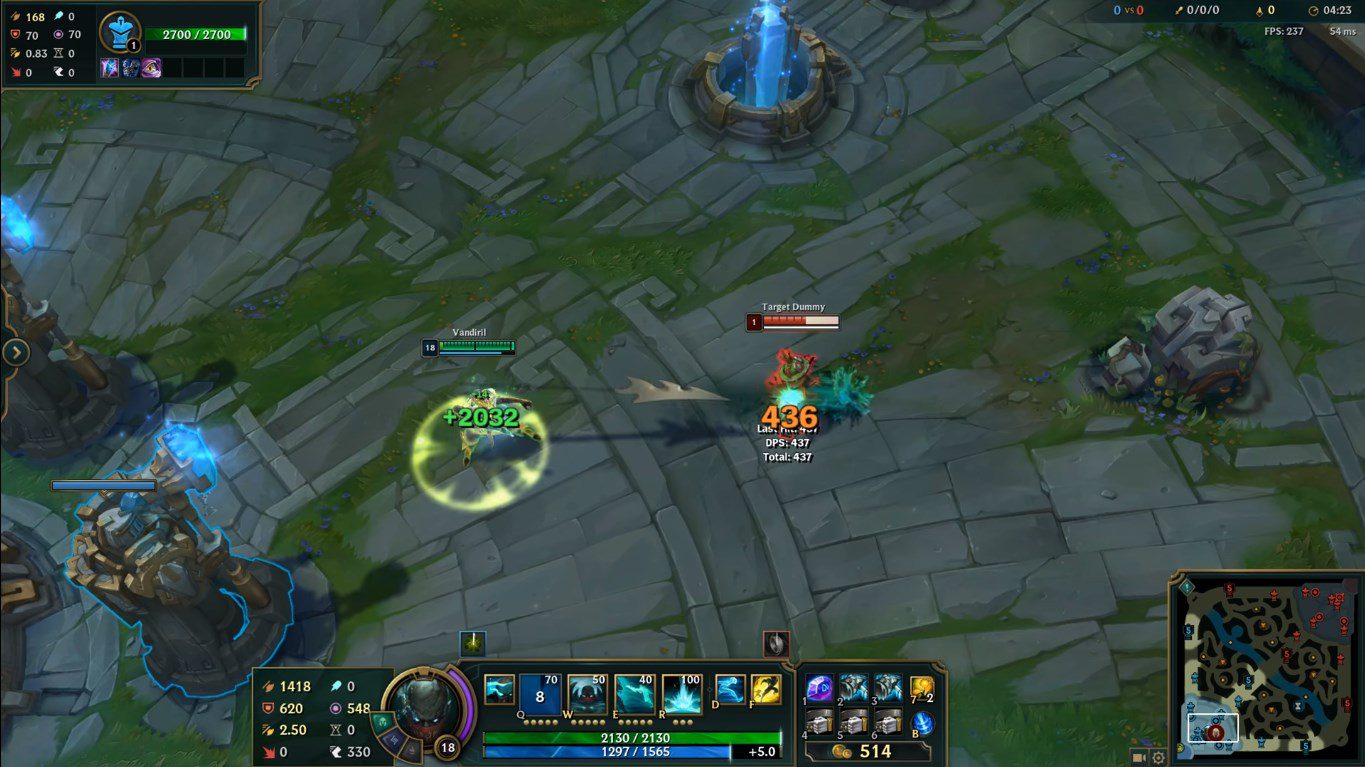 The incredible stats of Pyke when activating Grasp of the Undying