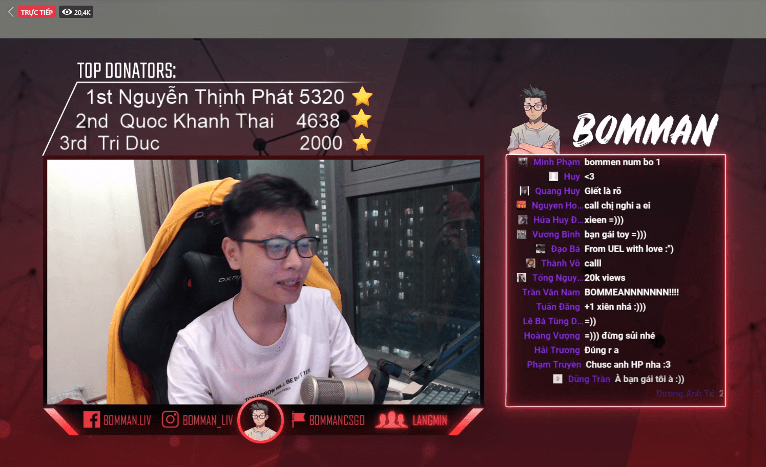 His livestream channel also exploded that evening
