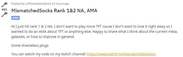 MismatchedSocks, after achieving top1 and top2 in North America with two accounts, opened an AMA post on Reddit to share rank climbing experiences