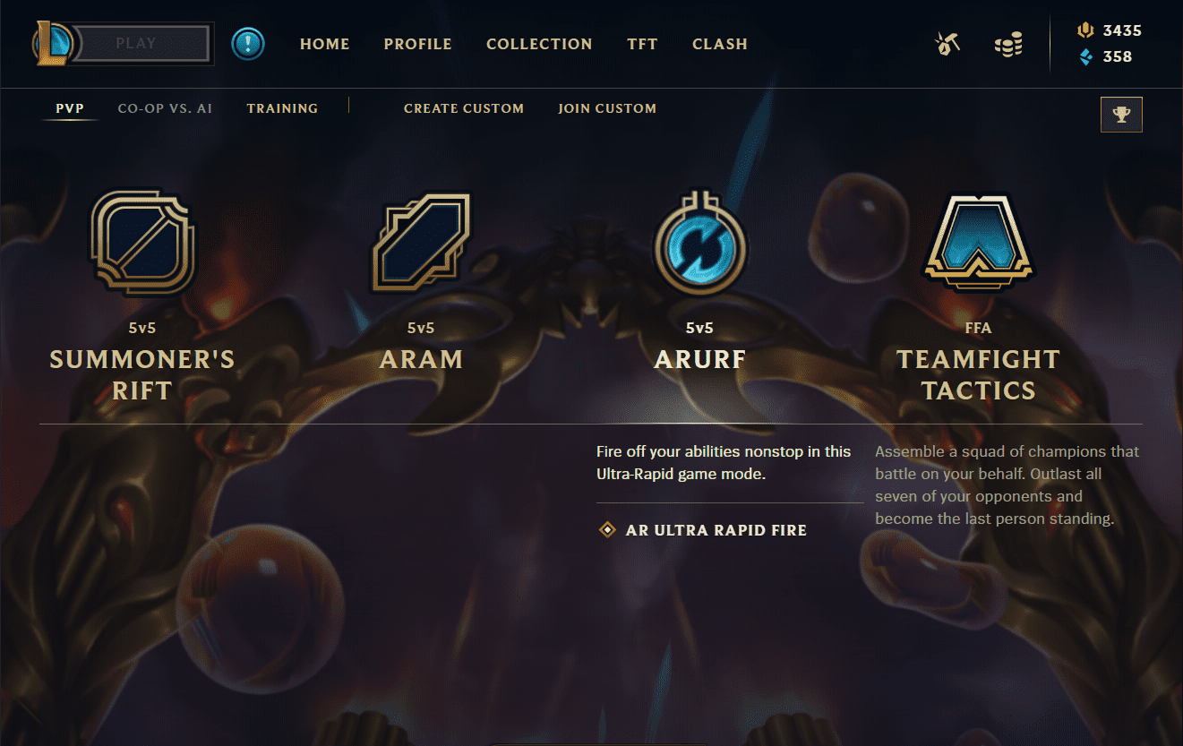 The interface of the PBE server, they will probably change the name back to URF instead of ARURF tomorrow