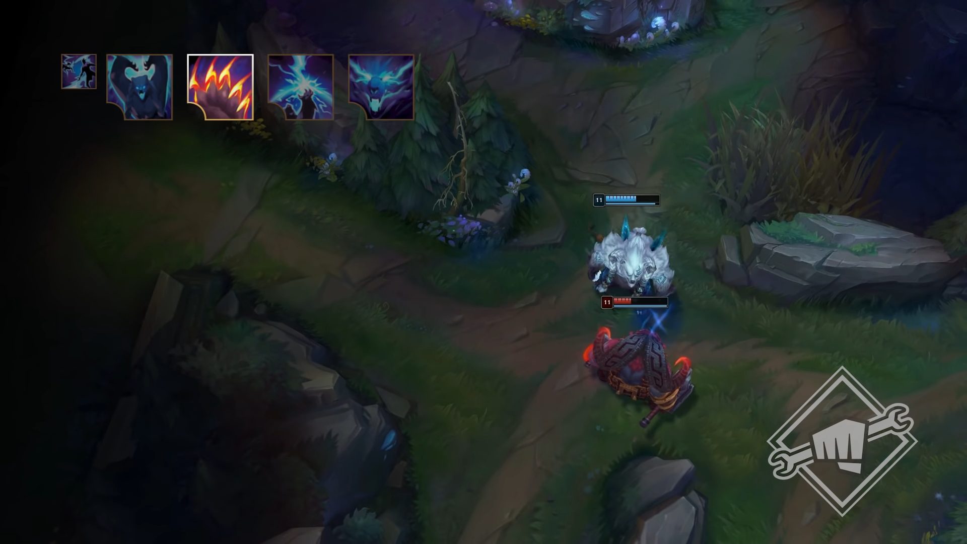 W: First hit - Volibear's attack will mark the enemy; Second hit - When Volibear continues to attack the marked enemy, he will heal and place a new mark on the enemy