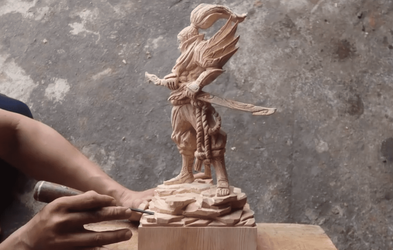 The final product - Real-life Yasuo Wooden Sculpture