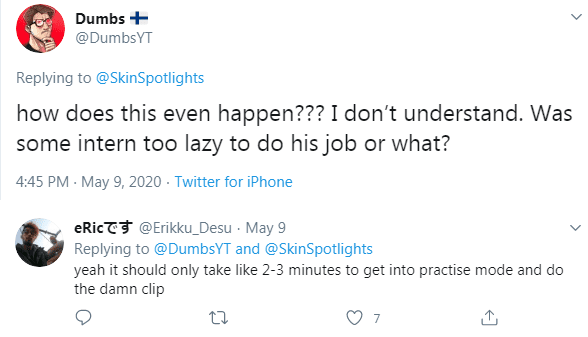 The Dumbs channel (a YouTube channel specializing in humorous videos about League of Legends) suggests that some employees seem too lazy as they could have spent just 2-3 minutes in practice to create that small clip