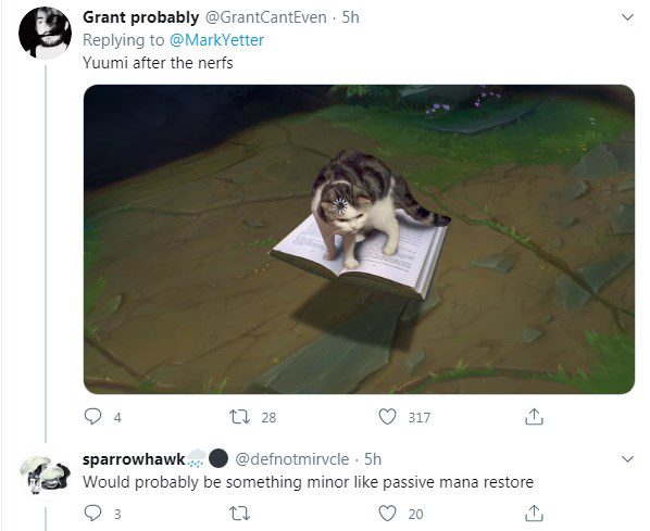 Players are both happy and worried after seeing Yuumi nerfed; they fear Riot might implement a 'token change' like reducing energy regeneration from her passive