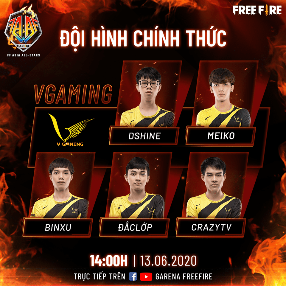 V Gaming Free Fire will bring their strongest lineup to the Asia All-Stars