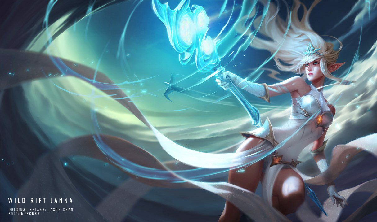 Official splash art of Janna in League of Legends: Wild Rift