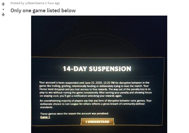 The victim of TF Blade received a 14-day ban