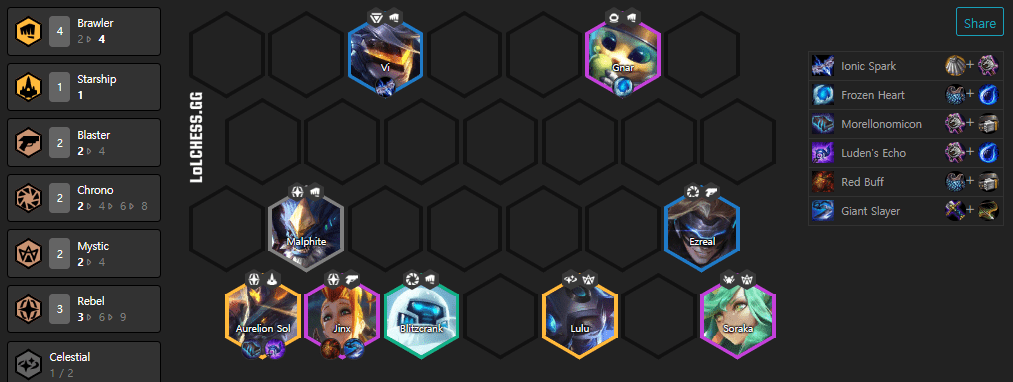 You can level up to 9 to add Aurelion, 2 Mystic units to the composition