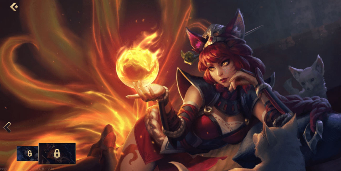 The background of Ahri's Spirit Fire skin on mobile is vastly different compared to League of Legends