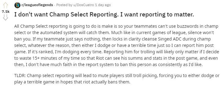 A post criticizing Riot's new system has received a lot of backlash from the community