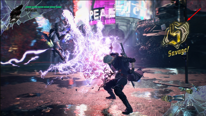 The typical combo point system seen in the Devil May Cry series