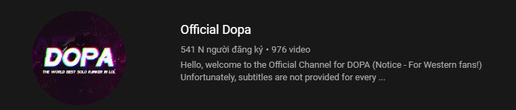 Dopa's channel also just has over 500,000 subscribers