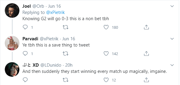 Who knows, maybe the G2 Esports League of Legends team will perform well after this tweet