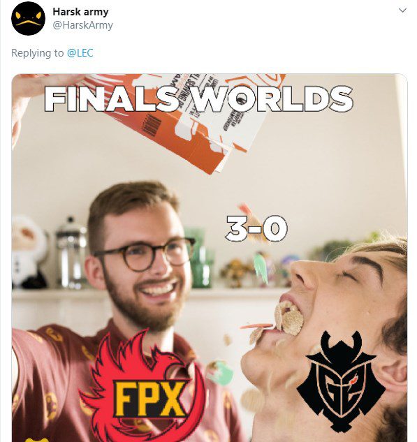 Meme about G2's 0-3 loss appeared immediately after