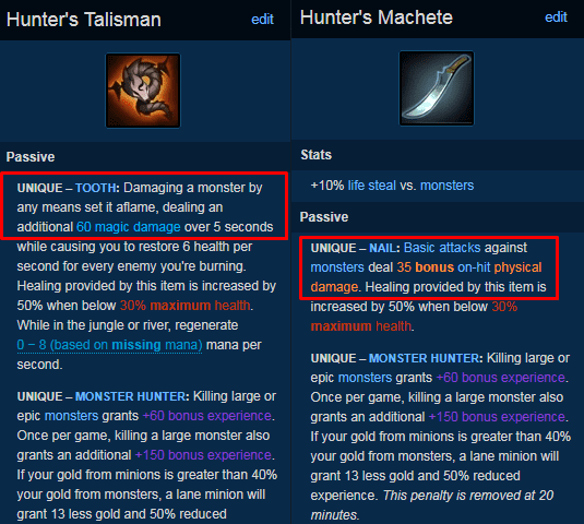 Both jungle items provide you with better farming capability in the jungle, but we often do not fully utilize their power