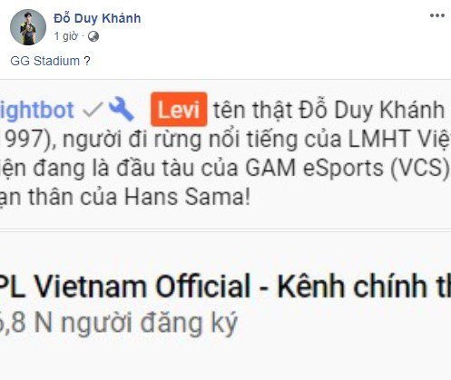 Levi appears uncomfortable when his past is brought up as a topic of discussion on a YouTube channel representing the world's top tournament in Vietnam