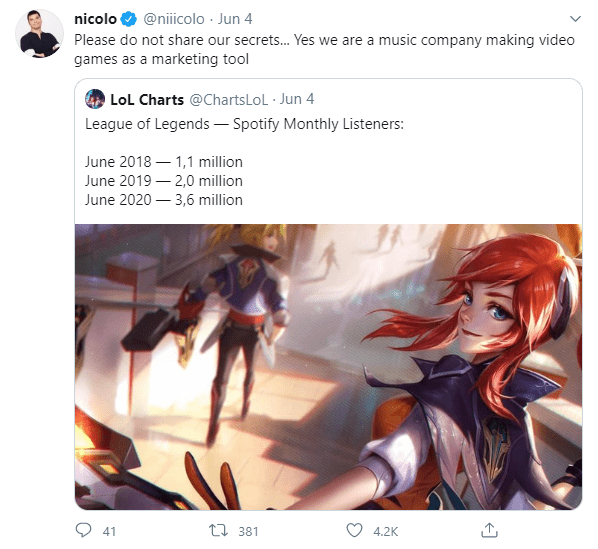 Please don't reveal our secret like this... Yes, we are a music company, we only make games for advertising