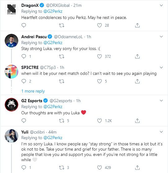 The League of Legends community expresses condolences to Perkz's family after the sad news of his father's passing