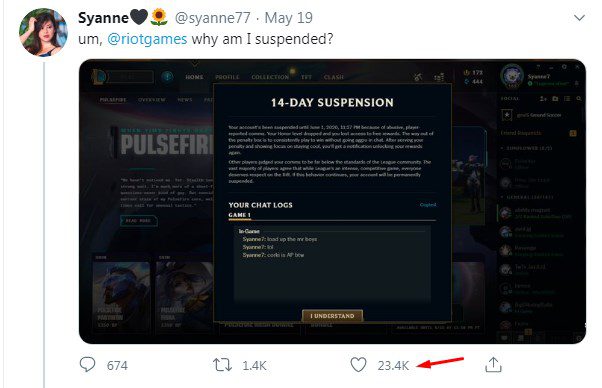 Female gamer, streamer Syanne was banned for 14 days just for suggesting teammates build magic resistance items
