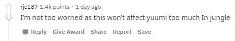 The community mocks that there’s no need to worry because this power nerf won't affect Yuumi... in the jungle