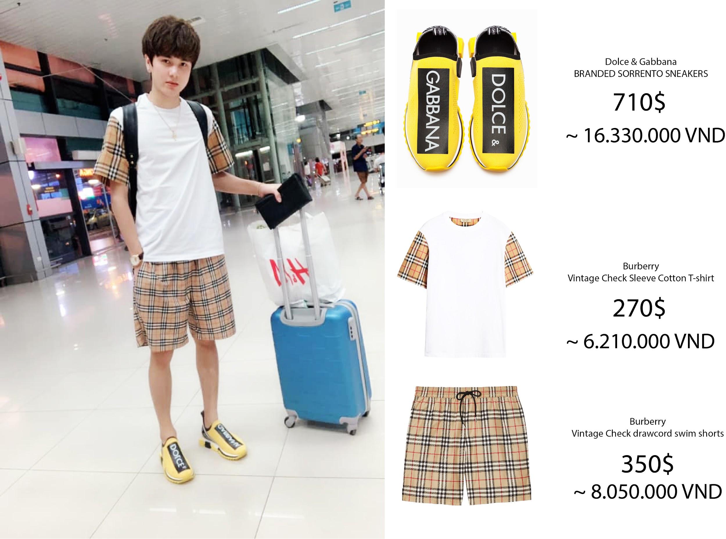 An image of a casual outfit of Gầy with a relatively low total value compared to his usual outfits, totaling over 30 million VND