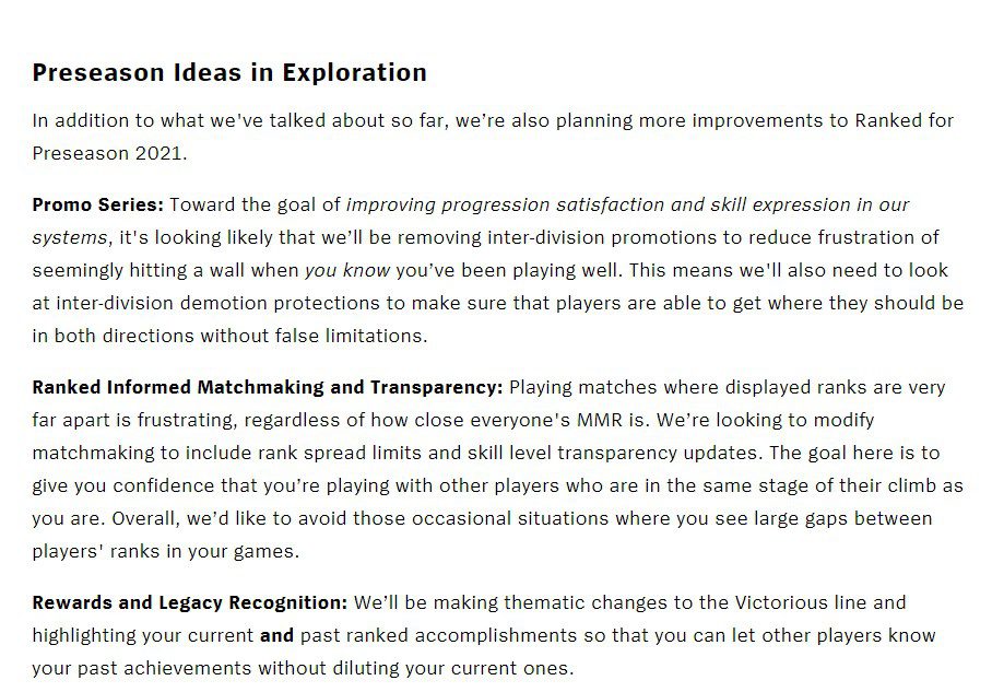 Article about Riot's 2021 preseason plan by Mark Yetter - Lead Game Designer of League of Legends