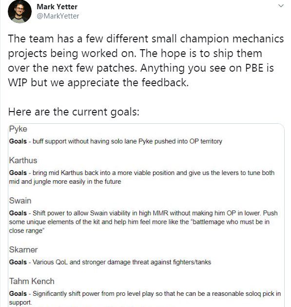Planned champion updates from Riot Games