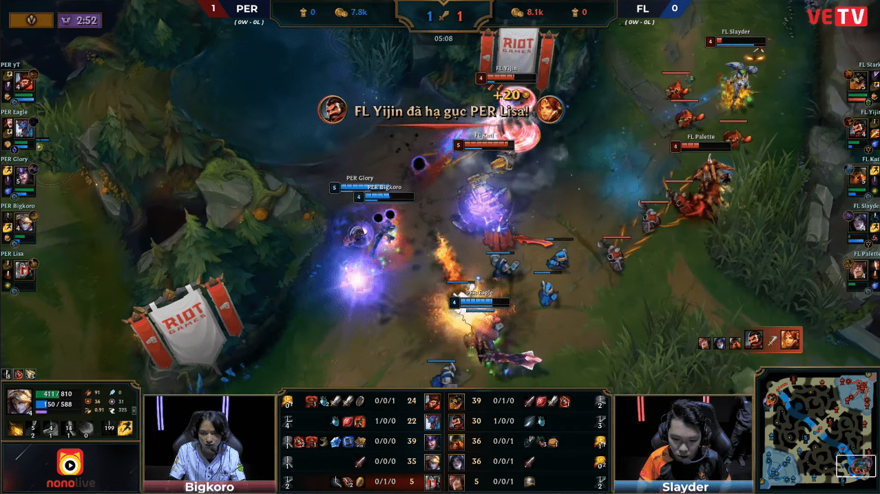 Although Support Lisa was taken down, after this chaotic fight, Slayder was left with no health and had to return, while Kati cleared the wave, meaning Team Flash's carry gained nothing