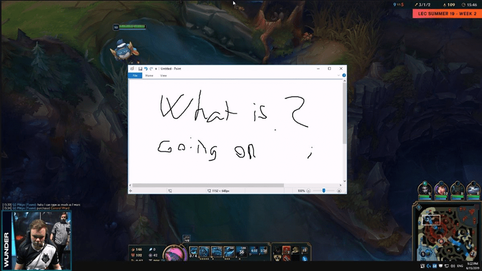 The beginning of the comedic moments of G2 Esports is Wunder doodling because he was too bored playing Yorick