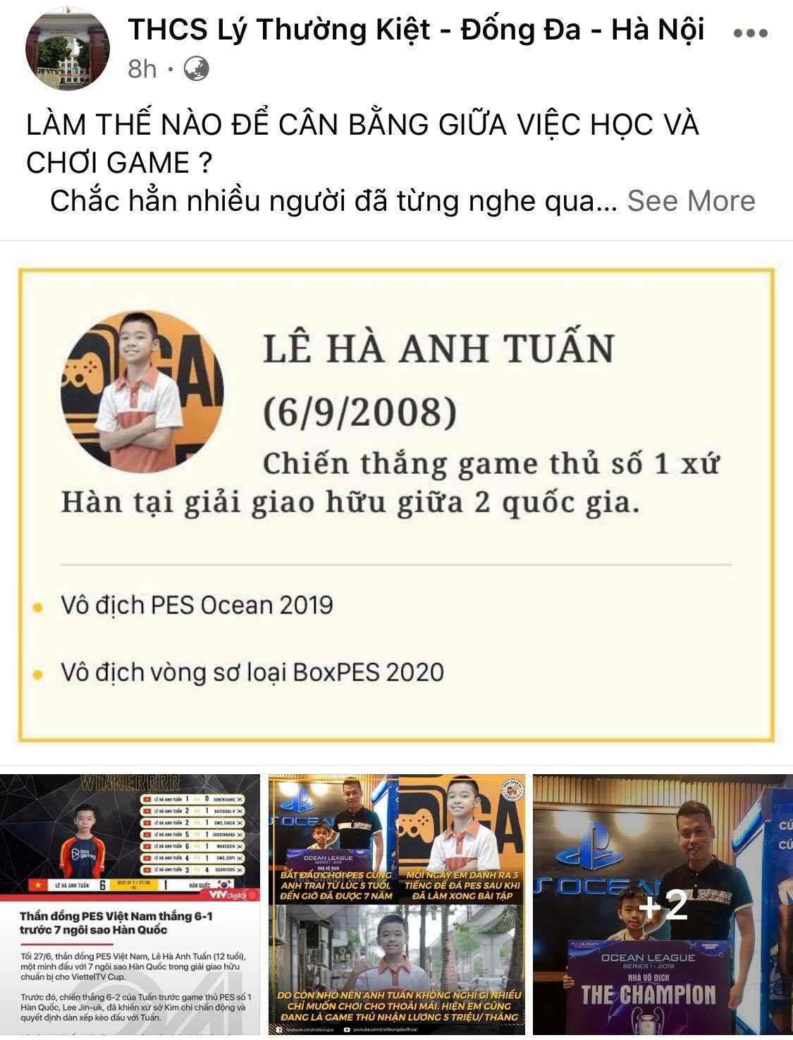 Lý Thường Kiệt Secondary School's fanpage praises Lê Hà Anh Tuấn