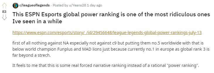 This ranking was even called 'the dumbest thing I've ever seen' on Reddit forums and it does not reflect the actual strength of the teams