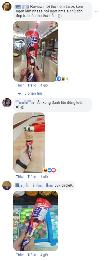 Vietnamese fans excitedly check in with the 'Chairman' branded ice cream product