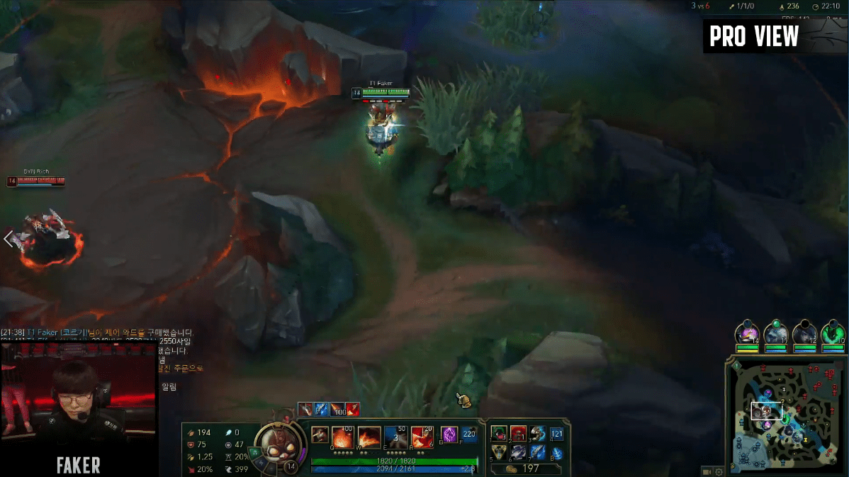 Corki spotted Sylas's position in this situation, but when the DYN jungler cast his ability, he was completely 