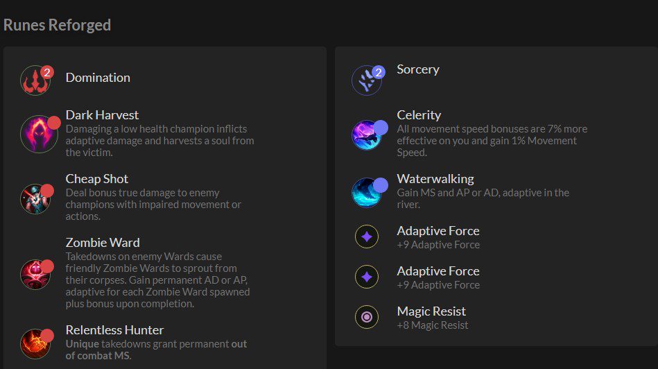 Faker's rune setup when playing Nunu & Willump mid lane