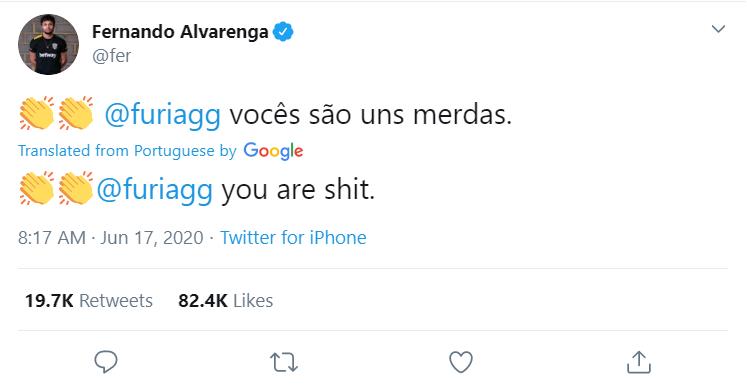 Controversial tweet from Fer