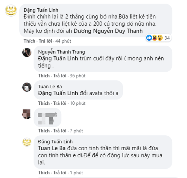 The former owner of GAM mentions the 200 million VND debt that has not been repaid under Tinikun's status.