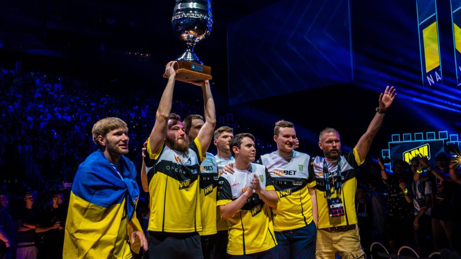 Edward with his teammates celebrating their victory at ESL One Cologne 2018, the most prestigious title he has achieved while wearing the Na`Vi jersey