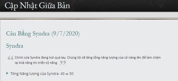 The Vietnamese server announced the patch for Syndra on July 9, but by July 10, Syndra still hadn't been touched