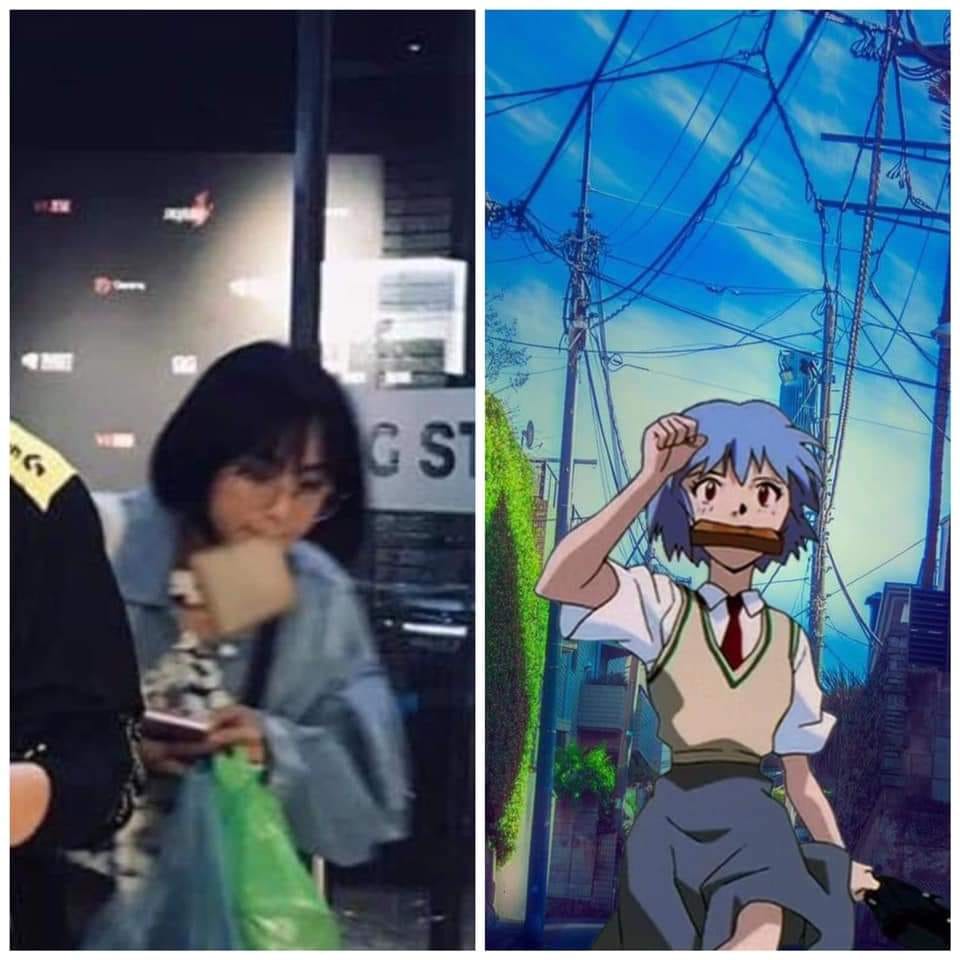 The edited photo of Minh Nghi is compared to anime school girls.