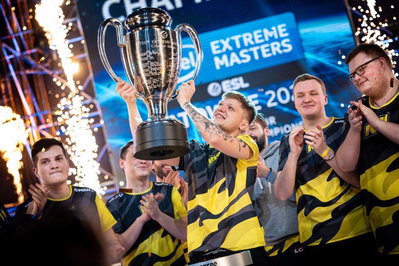 Boombl4 with his teammates with the championship title at IEM Katowice 2020
