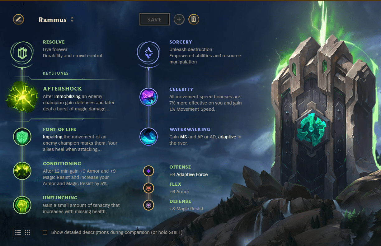 Aftershock is always a good choice for Rammus