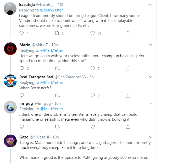Players point out the imbalances that Riot needs to fix, instead of a 'Tao Quan scroll' that the creator of League of Legends is producing